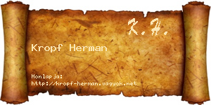 Kropf Herman névjegykártya