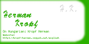 herman kropf business card